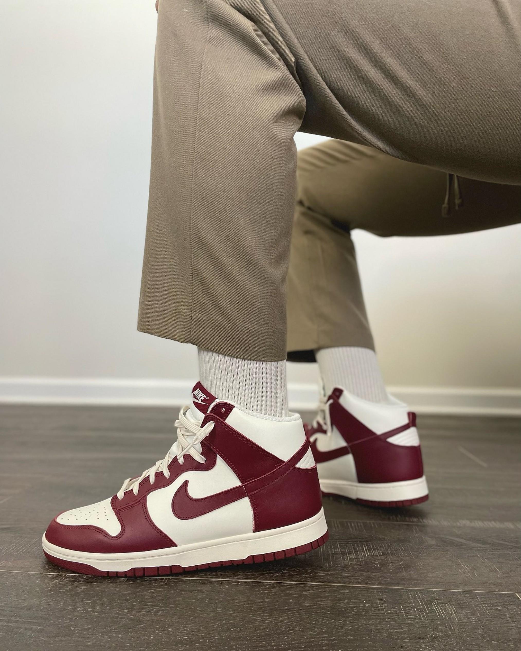 显白酒红配色 Nike Dunk High Team Red复古潮流高帮滑板鞋